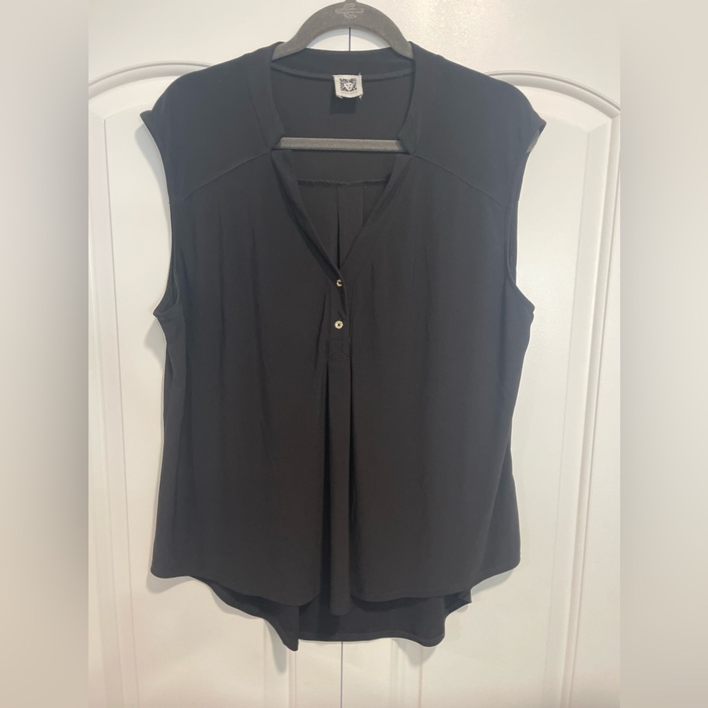 Anne Klein black sleeveless blouse